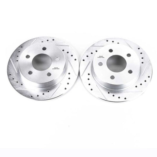 Power Stop 94-04 Ford Mustang Rear Evolution Drilled & Slotted Rotors - Pair PowerStop Brake Rotors - Slot & Drilled