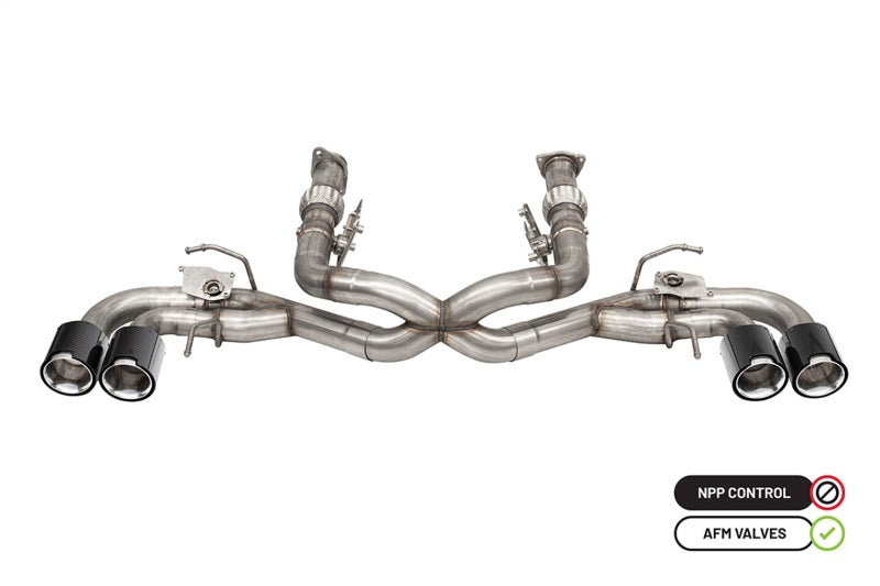 Corsa 2020-2025 Chevrolet Corvette C8 RWD 3in Delete 4 Valve Cat-Back w/NPP w/4.5in CF Polished Tips CORSA Performance Catback