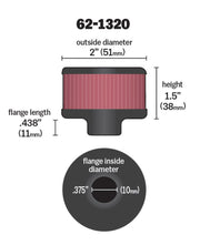 K&N Clamp On Rubber Base Crankcase Vent Filter 0.375in Flange ID x 2in OD x 1.5in Height K&N Engineering Air Filters - Universal Fit