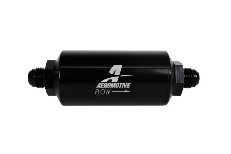 Aeromotive In-Line Filter - (AN -8 Male) 40 Micron Stainless Mesh Element Bright Dip Black Finish Aeromotive Fuel Filters
