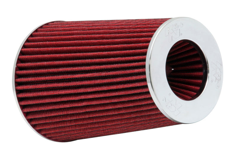 K&N Universal Air Filter Chrome Round Tapered Red - 4in Flange ID x 1.125in Flange Length x 9.5in H K&N Engineering Air Filters - Universal Fit