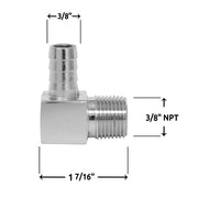 Spectre Fitting 90 Degree Barb NPT Threads (For 3/8in. Hose) - Chrome Spectre Fittings