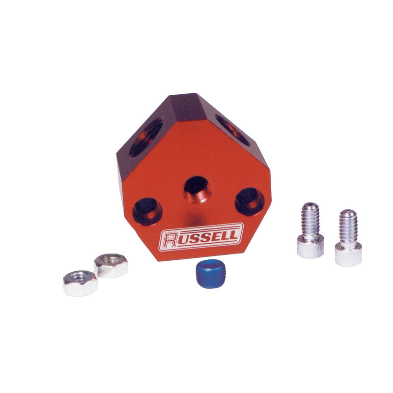 3/8" Inlet And Outlet Aluminum Fuel Y-Blocks RUSSELL Autoparts