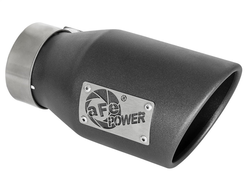 aFe MACH Force-Xp 3in 304 SS Metallic Black Exhaust Tip 3in In x 4-1/2in Out x 9in L Clamp-On Right aFe Catback