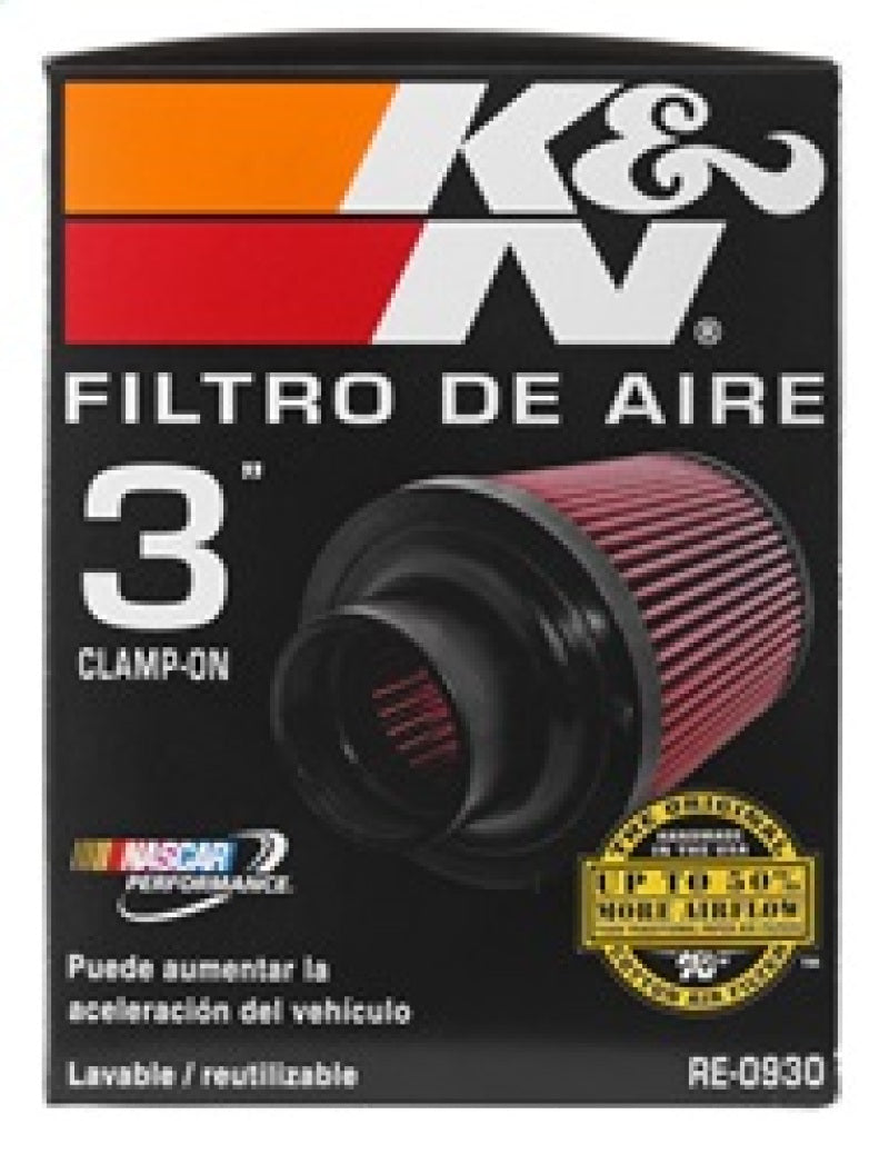 K&N Universal Rubber Filter - Round Tapered 6in Base OD x 3in Flange ID x 6in H K&N Engineering Air Filters - Universal Fit
