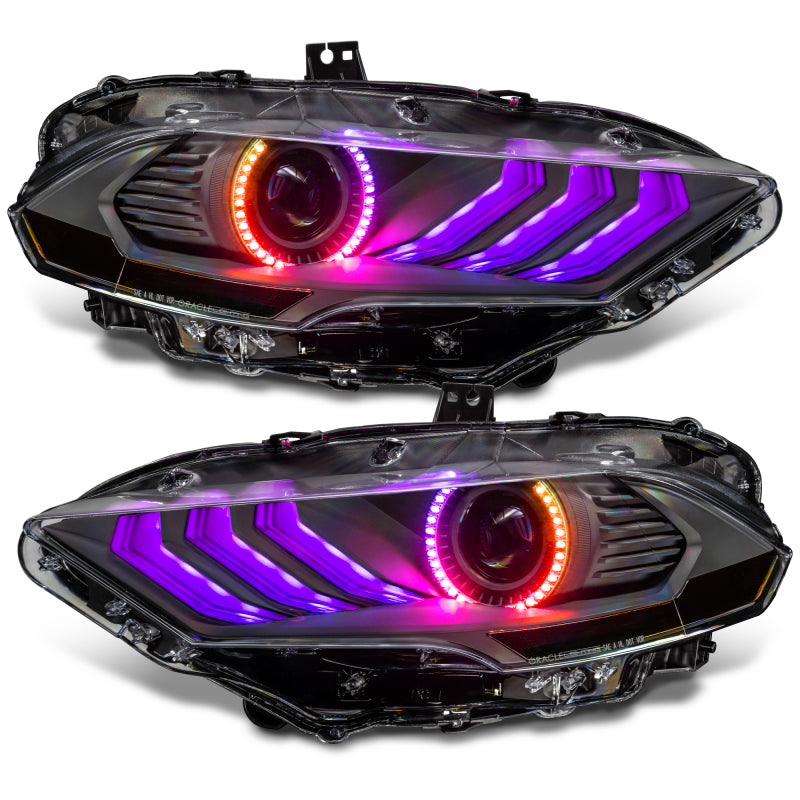 Oracle Lighting 18-23 Ford Mustang Dynamic ColorSHIFT LED Headlights - Black Series ORACLE Lighting Headlights