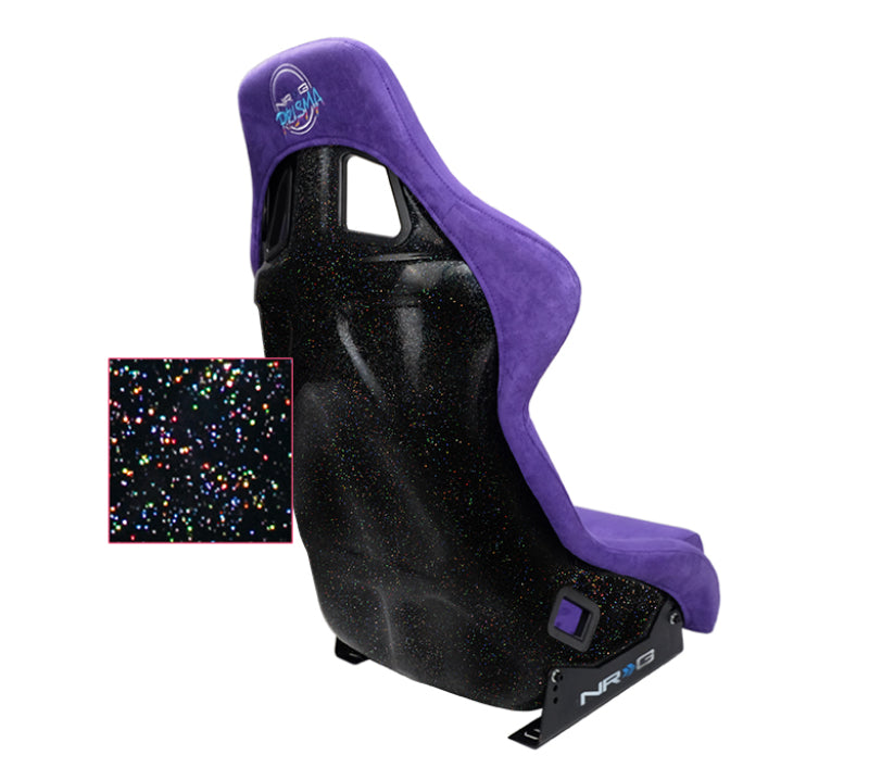 NRG FRP Bucket Seat PRISMA Edition W/ pearlized Back Purple Alcantara - Large NRG Race Seats