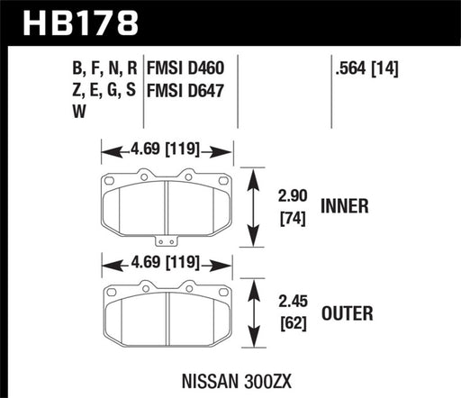 Hawk 90-96 Nissan 300ZX 3.0L 2+2 Front ER-1 Brake Pads Hawk Performance Brake Pads - Racing