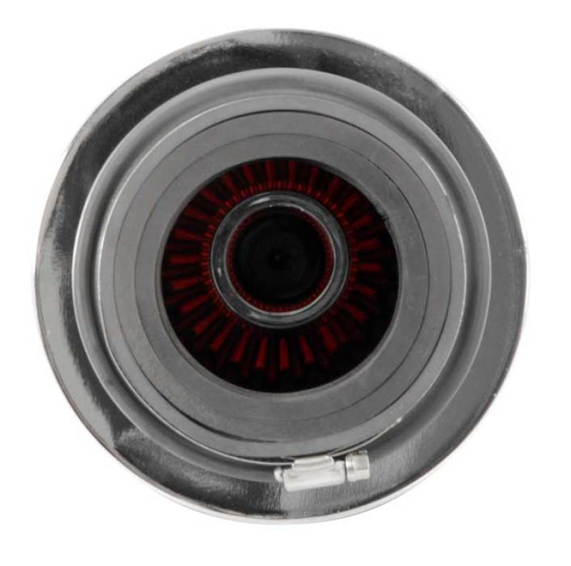 K&N Universal Air Filter Chrome Round Tapered Red - 4in Flange ID x 1.125in Flange Length x 9.5in H K&N Engineering Air Filters - Universal Fit