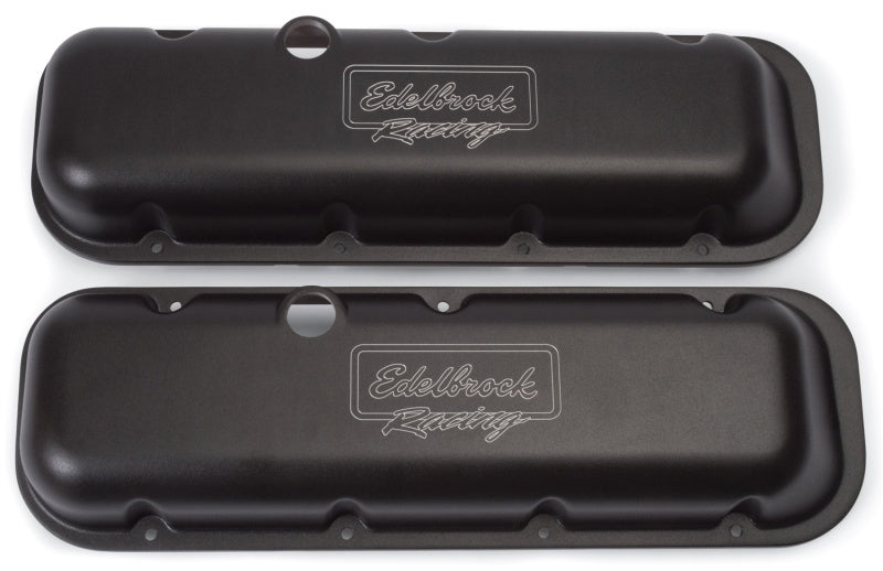 Edelbrock Valve Cover Victor Series Chevrolet 1965 and Later 396-502 V8 Low Black Edelbrock Valve Covers