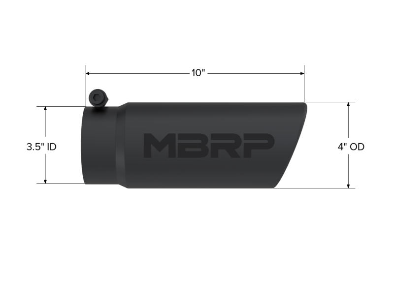 MBRP Universal Tip 4 O.D. Angled Rolled End 3.5 inlet 10 length- Black Finish MBRP Tips