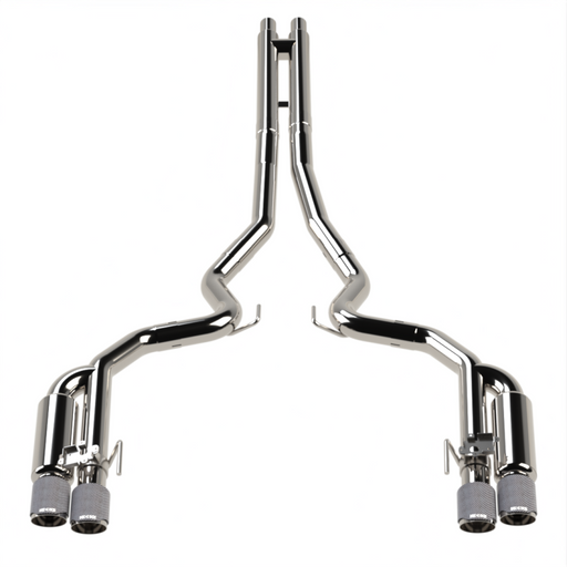 Kooks 18-24 Ford Mustang GT 5.0 3in. Valved Shotgun Cat-Back Exhaust - Carbon Tips Kooks Headers Catback