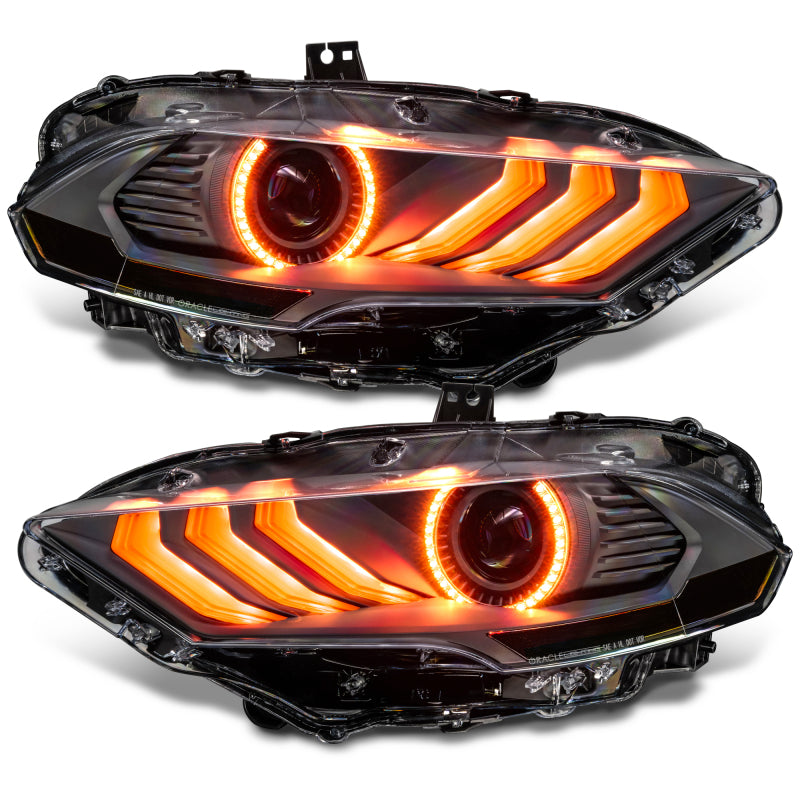 Oracle Lighting 18-23 Ford Mustang Dynamic ColorSHIFT LED Headlights - Black Series ORACLE Lighting Headlights