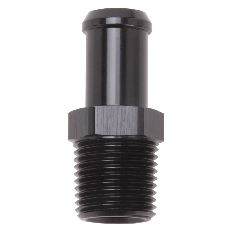Edelbrock Hose End Straight 1/2In NPT to 5/8In Barb Black Anodize Edelbrock Fittings