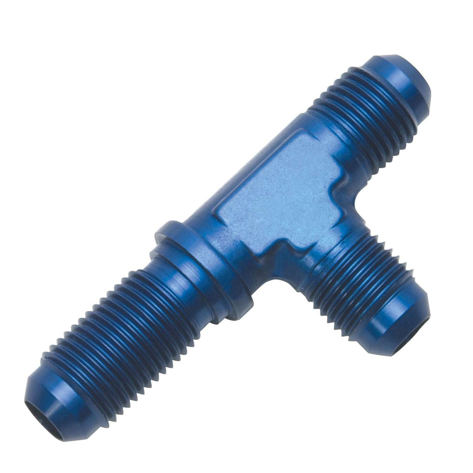 3AN Flare Bulkhead Tee On Run Adapter Fitting With Blue Finish