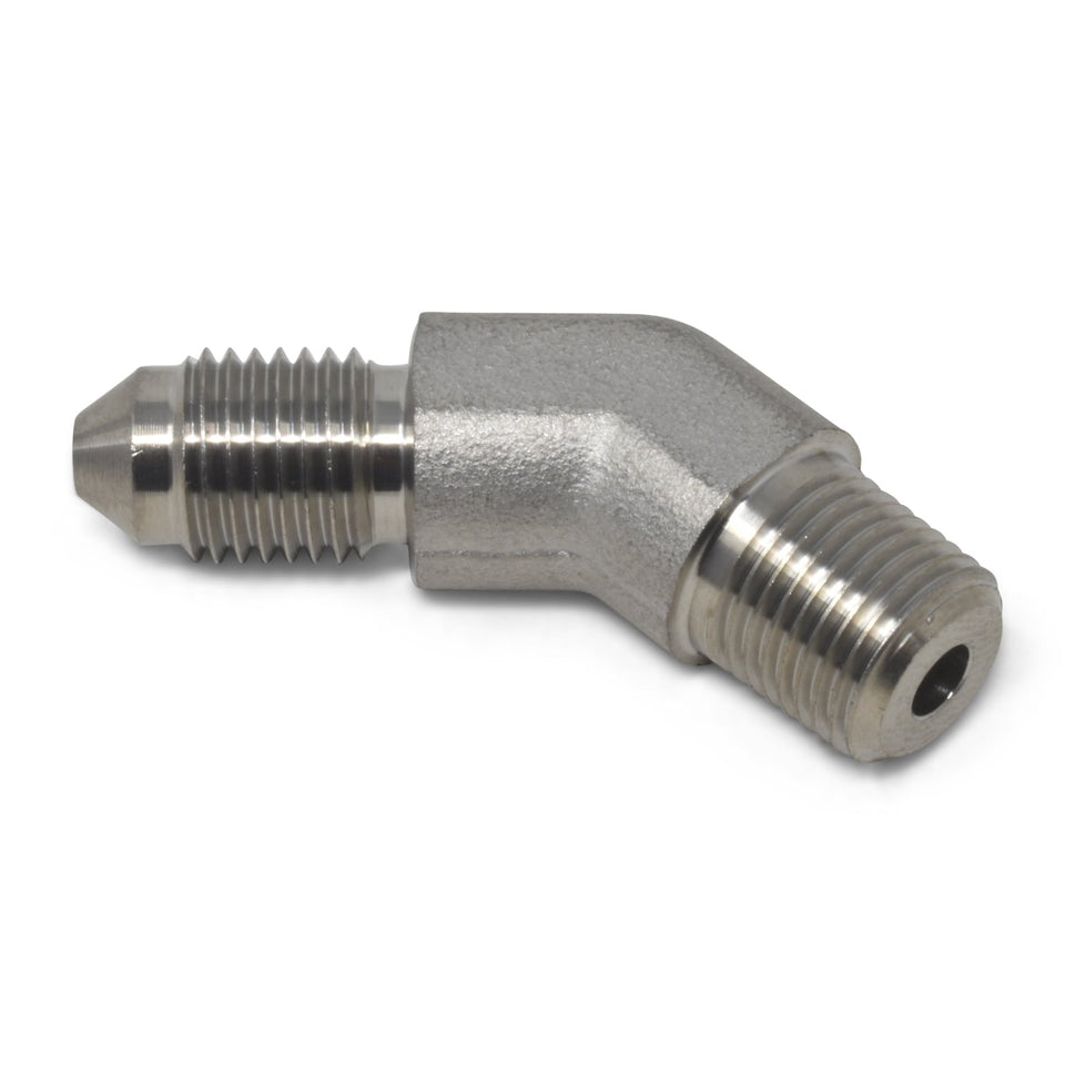 3AN Stainless 45 Degree Flare To 1/8" Pipe Size With Zinc-Plated Finish