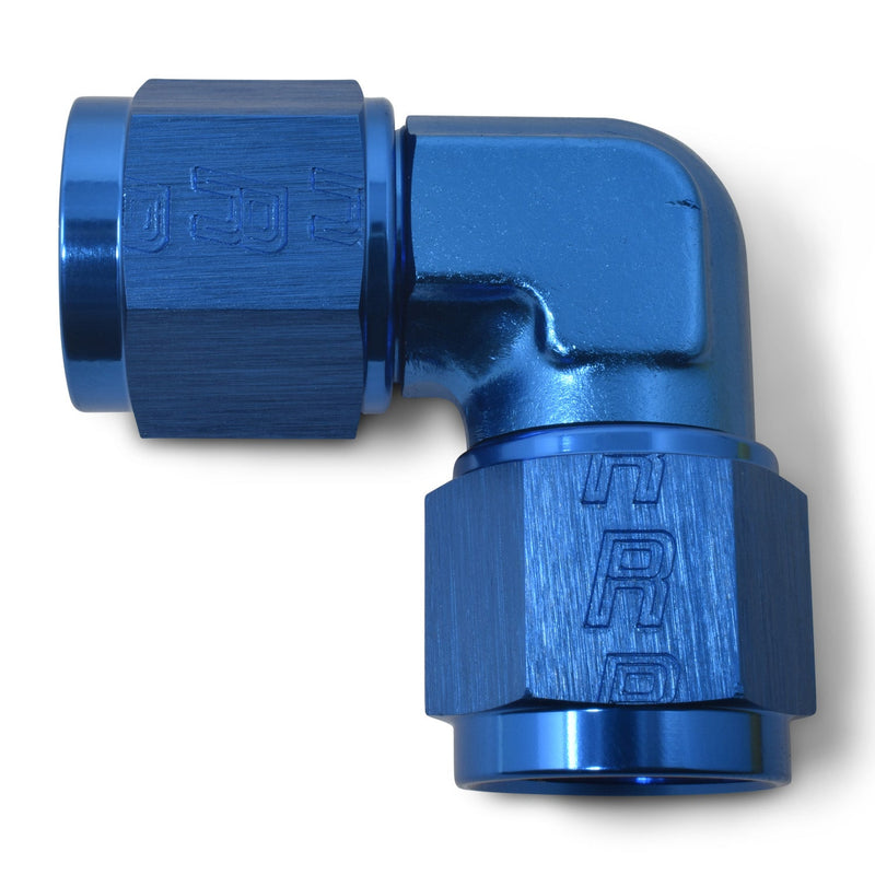 3AN To 3AN Flare Female 90 Degree Low Profile Fitting With Blue Finish RUSSELL Autoparts