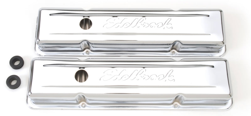 Edelbrock Valve Cover Signature Series Chevrolet 1959-1986 262-400 CI V8 Low Chrome Edelbrock Valve Covers