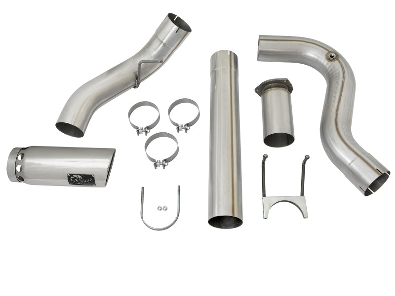 aFe LARGE BORE HD 5in 409-SS DPF-Back Exhaust w/Polished Tip 2017 Ford Diesel Trucks V8 6.7L (td) aFe DPF Back