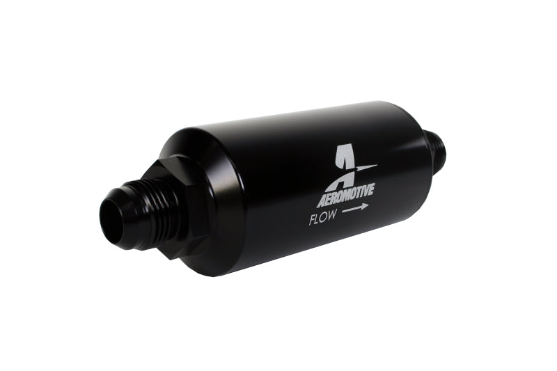 Aeromotive In-Line Filter - (AN -10 Male) 10 Micron Fabric Element Bright Dip Black Finish Aeromotive Fuel Filters
