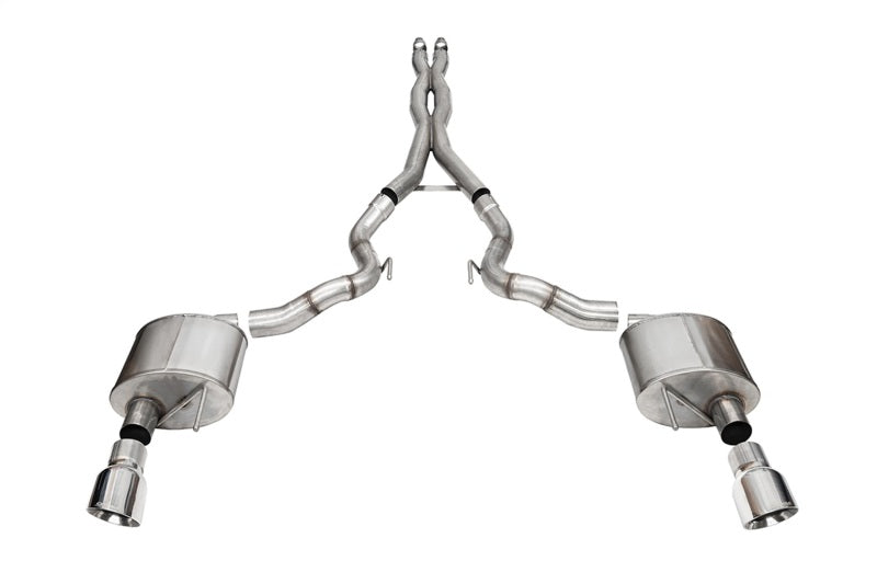 Corsa 24+ Ford Mustang GT Conv. Xtreme CatBack Ex. Sys. 3.0in Dual Rear Exit w/4.5in Pro Series Tip CORSA Performance Catback