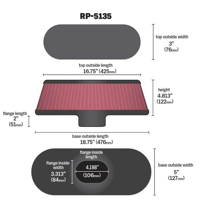 K&N Air Filter with Carbon Fiber Top and Base K&N Engineering Air Filters - Universal Fit