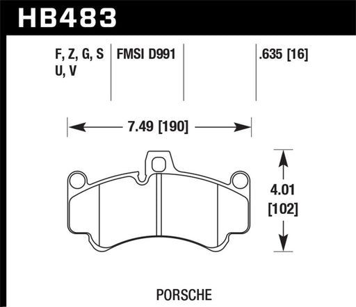 Hawk 05-08 Porsche 911 3.6L Carrera Ceramic Composite Brakes Front ER-1 Brake Pads Hawk Performance Brake Pads - Racing