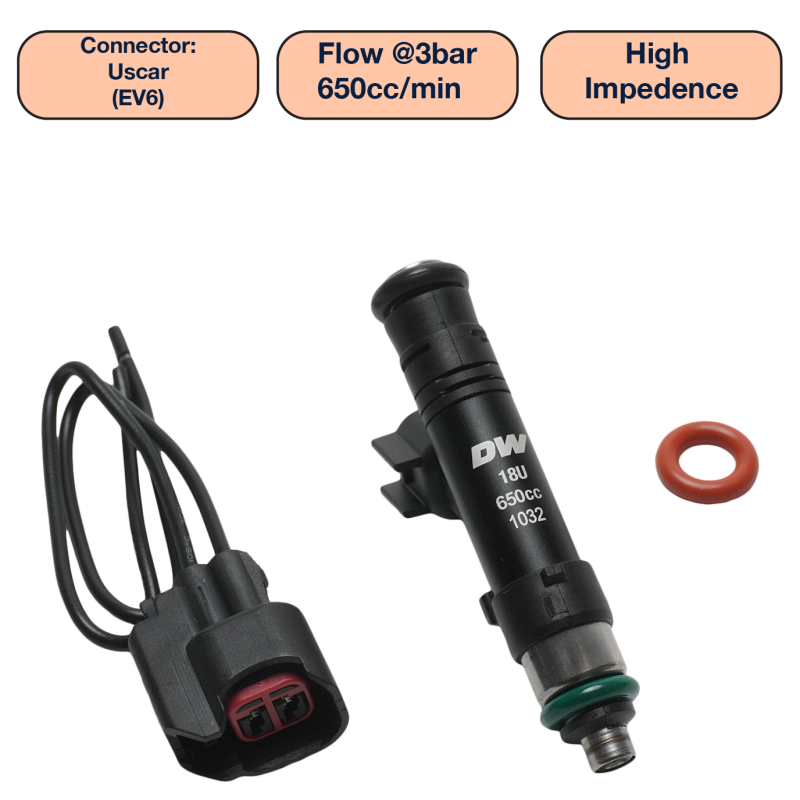 DeatschWerks Universal 650cc Single Fuel Injector / 60mm Length / 14mm O-Ring Seals DeatschWerks Fuel Injectors - Single