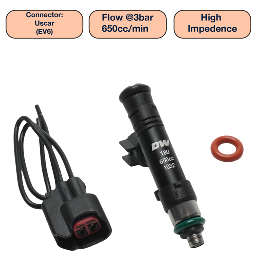 DeatschWerks Universal 650cc Single Fuel Injector / 60mm Length / 14mm O-Ring Seals DeatschWerks Fuel Injectors - Single