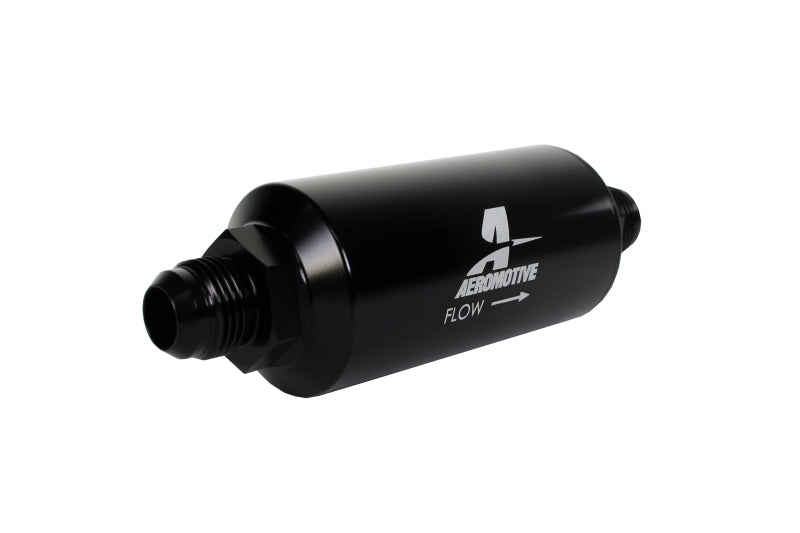 Aeromotive In-Line Filter - AN -10 size Male - 10 Micron Microglass Element - Bright-Dip Black Aeromotive Fuel Filters