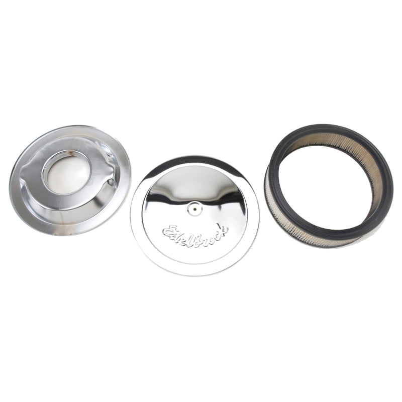 Edelbrock Air Cleaner Pro-Flo Series Round Steel Top Paper Element 14In Dia X 3 75In Dropped Base Edelbrock Air Filters - Universal Fit
