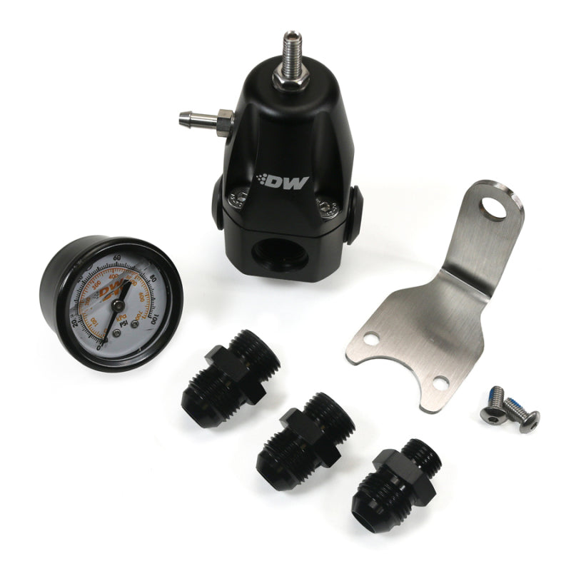DeatschWerks DWR1000 AFPR + Pressure Gauge + 8AN Fittings - Anodized Black DeatschWerks Fuel Pressure Regulators