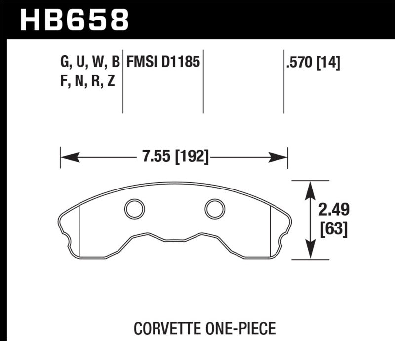 Hawk 2010-2013 Chevy Corvette Grand Sport (One-Piece Pads) ER-1 Motorsports Front Brake Pads Hawk Performance Brake Pads - Racing