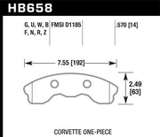 Hawk DTC-80 10-11 Chevy Corvette Grand Sport / 06-08 Corvette Z06 (1 piece) Front Race Brake Pads Hawk Performance Brake Pads - Racing