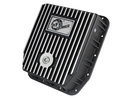 aFe POWER Transmission Pan Ford Trucks 80-92 (AOD Transmission)- Black w/ Machined Fins aFe Diff Covers