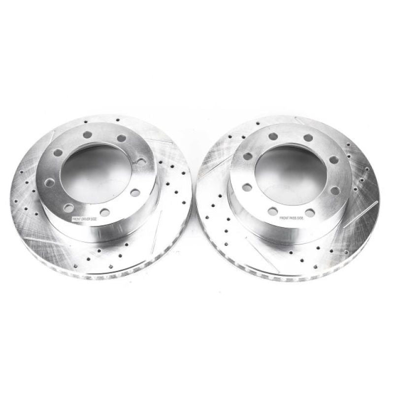 Power Stop 10-12 Ford F-450 Super Duty Front Drilled & Slotted Rotor - Pair PowerStop Brake Rotors - Slot & Drilled