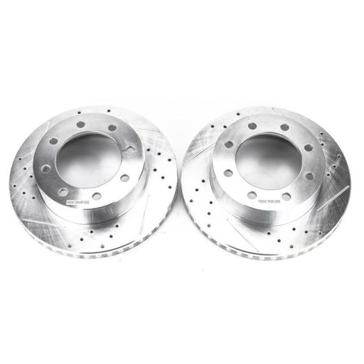 Power Stop 10-12 Ford F-450 Super Duty Front Drilled & Slotted Rotor - Pair PowerStop Brake Rotors - Slot & Drilled