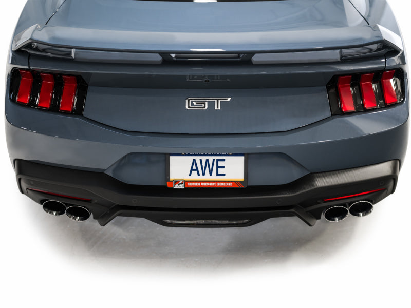 AWE 2024 Ford Mustang GT Fastback S650 RWD SwitchPath Cat-Back Exhaust w/ Quad Chrome Silver Tips AWE Tuning Catback
