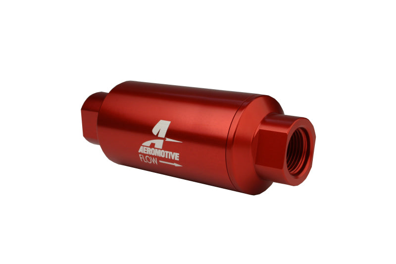 Aeromotive In-Line Filter - AN-10 size - 40 Micron SS Element - Red Anodize Finish Aeromotive Fuel Filters