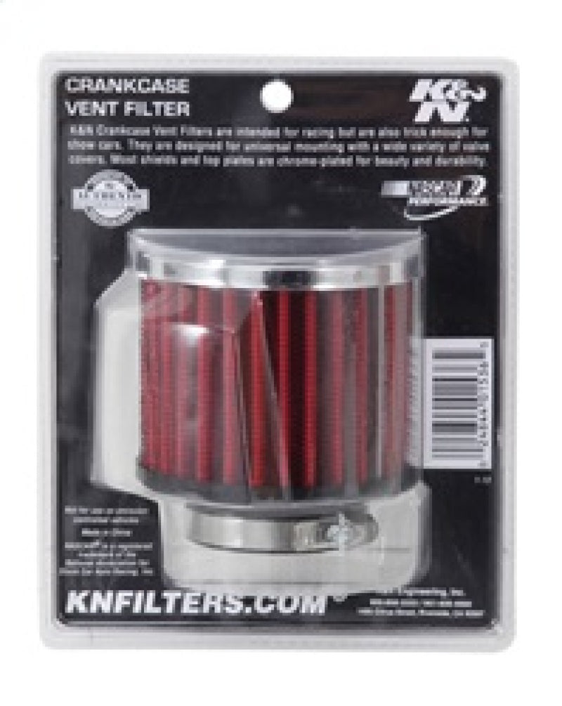 K&N 1.5in Flange ID x 3in OD x 2.5in H Chrome Finish Rubber Base Crankcase Vent Filter K&N Engineering Air Filters - Universal Fit
