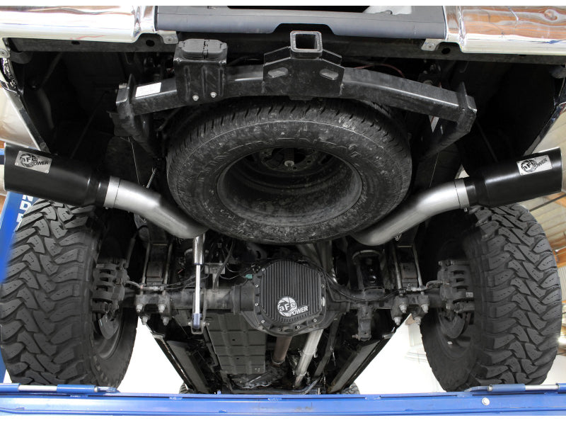 aFe Large Bore-HD 4in 409 Stainless Steel DPF-Back Exhaust w/Black Tip 15-16 Ford Diesel V8 Trucks aFe DPF Back