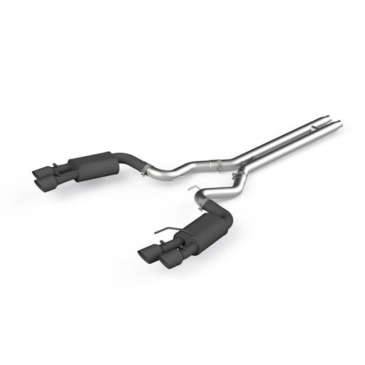 MBRP 18-19 Ford Mustang GT 5.0 3in Dual Split Rear Cat Back w/ Quad 4in Dual Wall Tips- Black Coated MBRP Catback