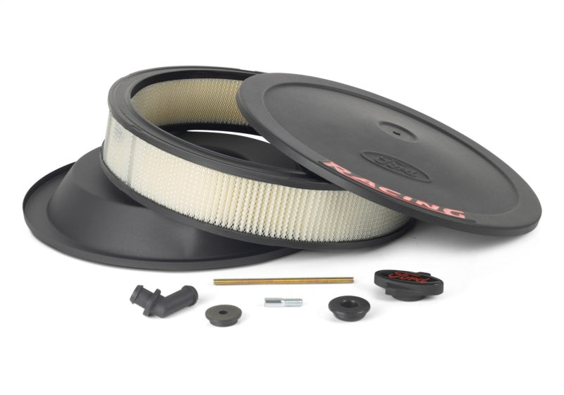 Ford Racing Air Cleaner Kit - Black Crinkle Finish w/ Red Emblem Ford Racing Air Filters - Universal Fit