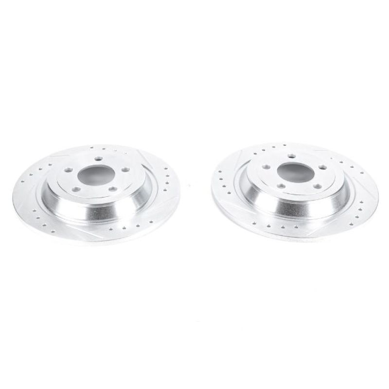 Power Stop 15-19 Ford Mustang Rear Evolution Drilled & Slotted Rotors - Pair PowerStop Brake Rotors - Slot & Drilled
