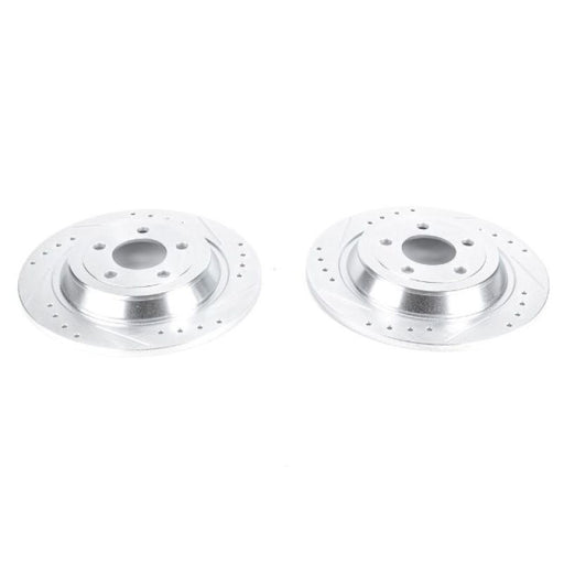 Power Stop 15-19 Ford Mustang Rear Evolution Drilled & Slotted Rotors - Pair PowerStop Brake Rotors - Slot & Drilled