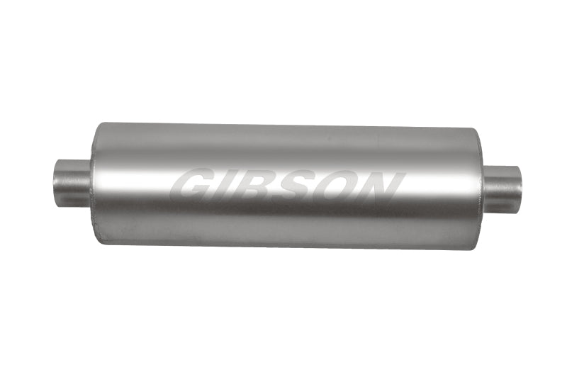 Gibson SFT Superflow Center/Center Round Muffler - 8x24in/4in Inlet/4in Outlet - Stainless Gibson Muffler