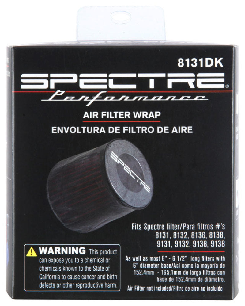 Spectre Universal Pre-Filter Wrap 6in. x 6.125in. - Black Spectre Pre-Filters