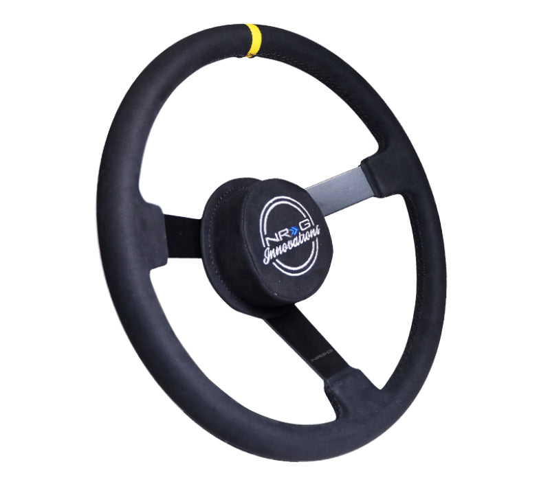 NRG Reinforced Steering Wheel (380mm) Nascar/ Alcantara 3 Spoke w/ NRG Logo/ Removable Crushed Pad NRG Steering Wheels