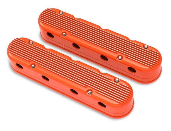 Holley 2-Piece Finned Valve Cover - Gen III/IV LS - Factory Orange Machined 241-183 HOLLEY Autoparts