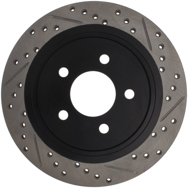 StopTech 05-10 Ford Mustang Slotted & Drilled Left Rear Rotor Stoptech Brake Rotors - Slot & Drilled